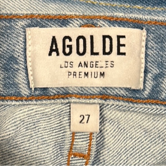 Agolde Ultra High Rise Dee Shorts - Blue Jean Shorts High-Waisted Distressed - Picture 3 of 3